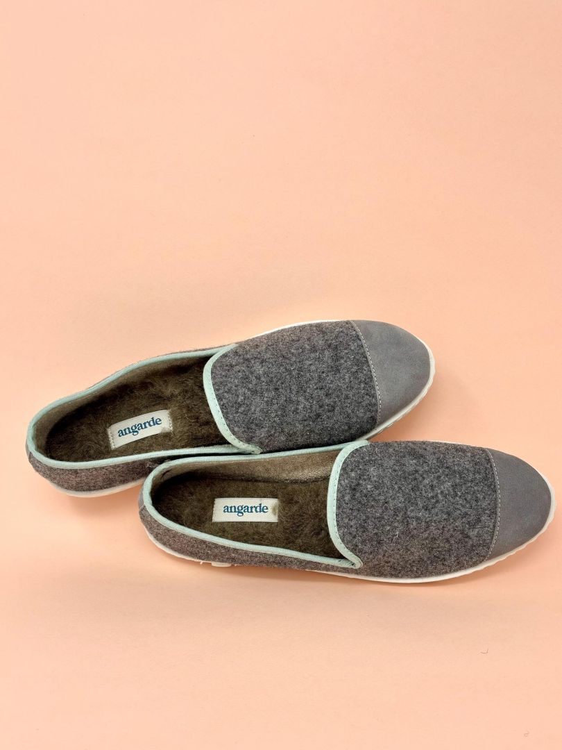 Chaussons en laine recycl&eacute;e Grey Green (femme)