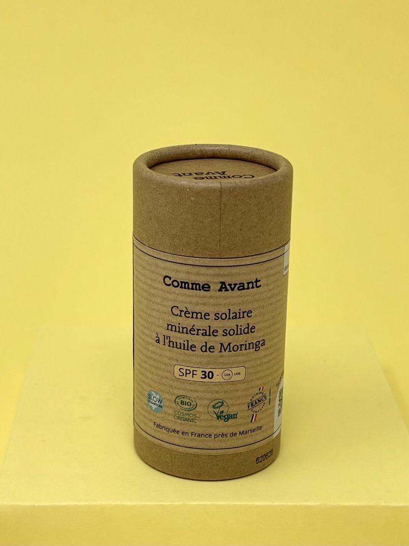 Crème solaire minérale solide SPF50 à l'huile de Karanja